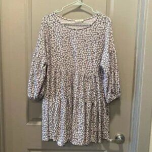 Floral Patterned Dress with Puff Sleeves